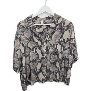 H&M Black and Cream Snake Print Blouse